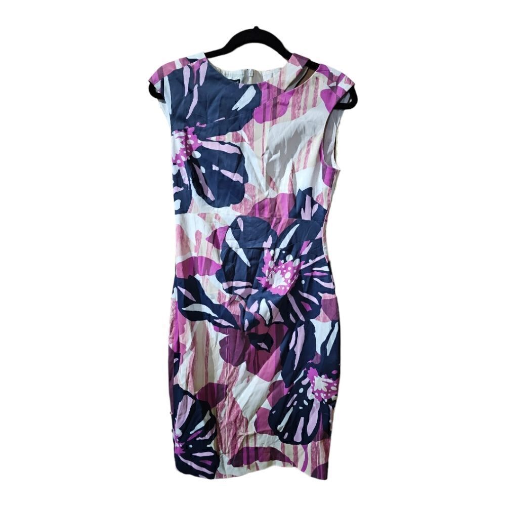 KAREN MILLEN Purple Floral Sheath Dress - Size 10
